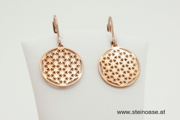 Ohrschmuck 'Blume des Lebens' Edelstahl rosevergoldet - AKTION